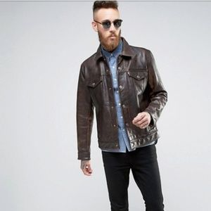 levis leather trucker jacket buff rustic